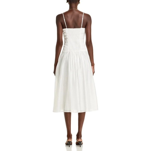 AQUA White Midi Dress‎ Ruched Bodice Sleeveless Party Cocktail Size M - Picture 3 of 9